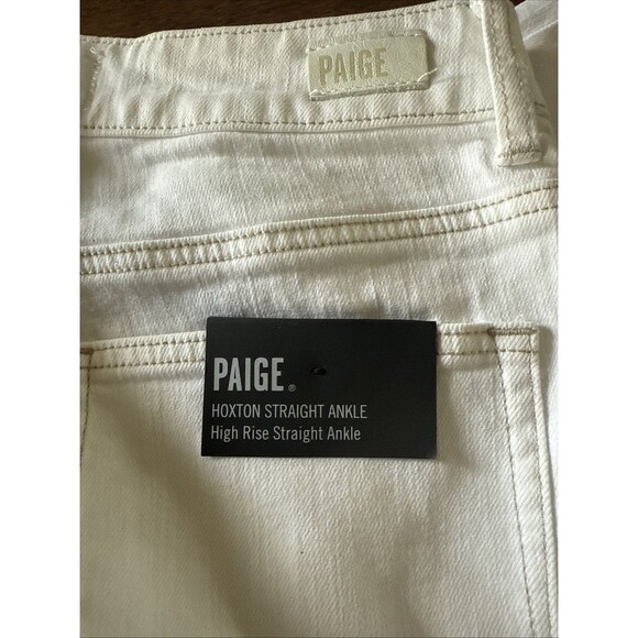 NEW Paige Denim White Hoxton Ankle High rise Patchwork Pants Size 27 MSRP $200 - Picture 8 of 11